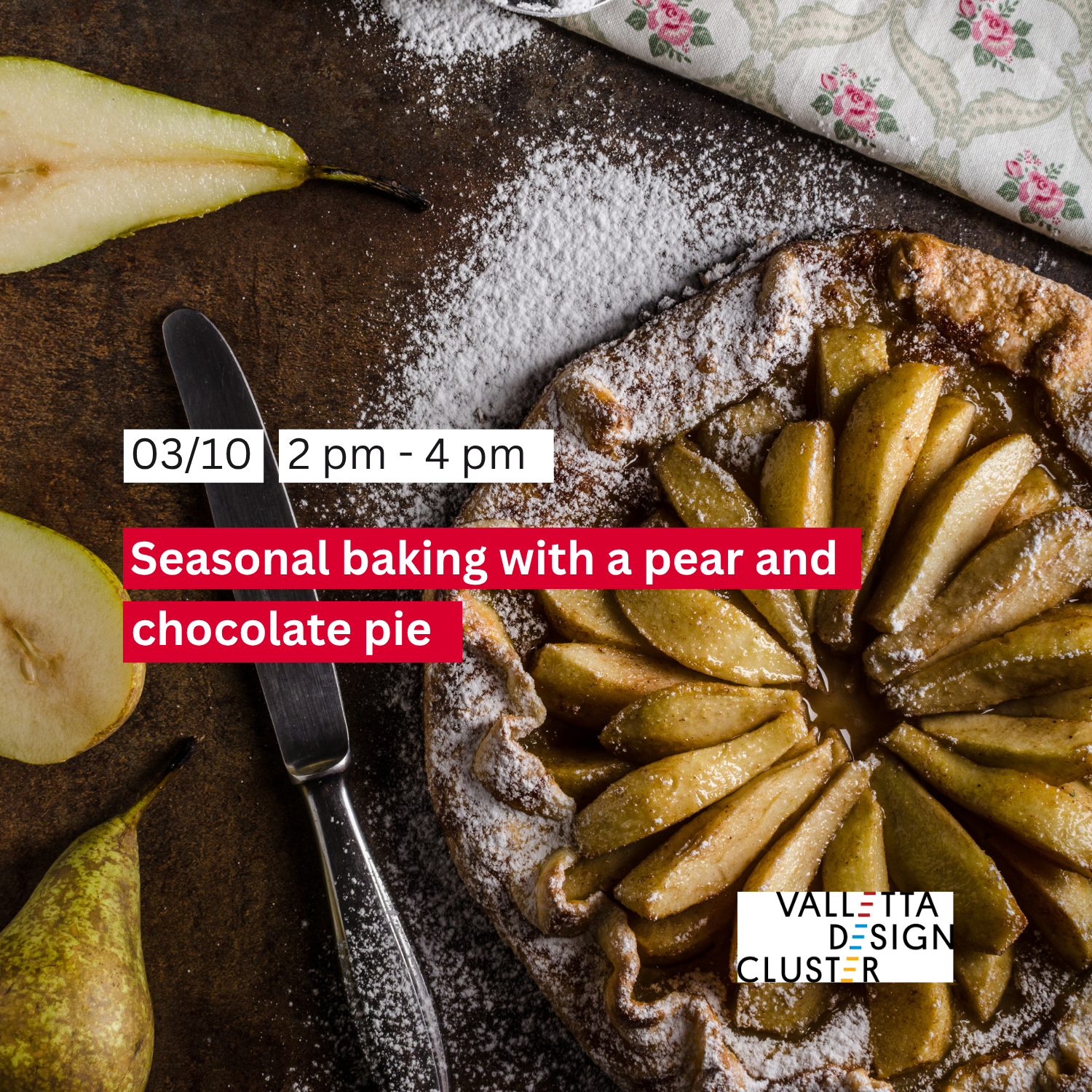 Baking workshop - Seasonal baking with a pear and chocolat pie